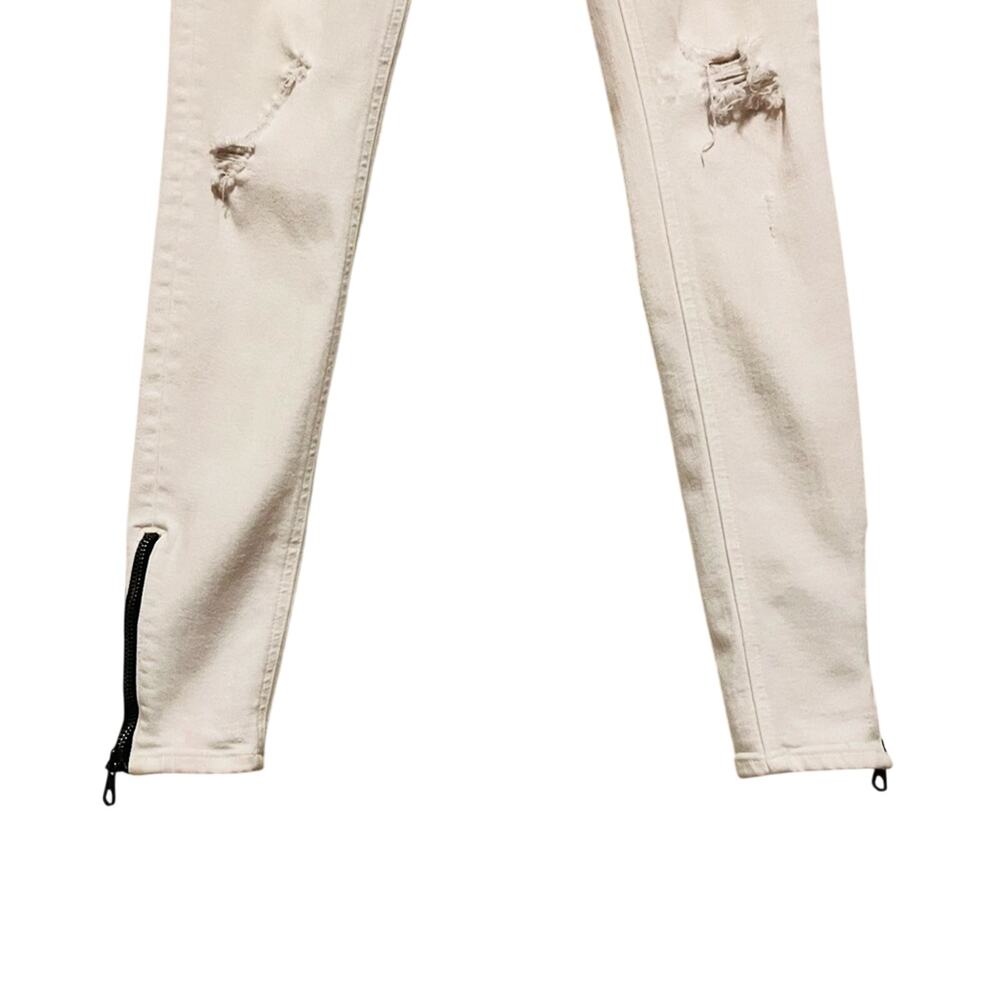 rag & bone White Denim Black Ankle Zipper Moto Skinny Jeans 25 - Picture 3 of 8